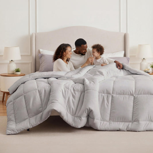 Bedsure couette oversized king face avant montrant tombé généreux