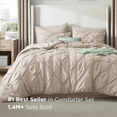 Bedsure couette beige montrant le tissu doux pour confort immédiat