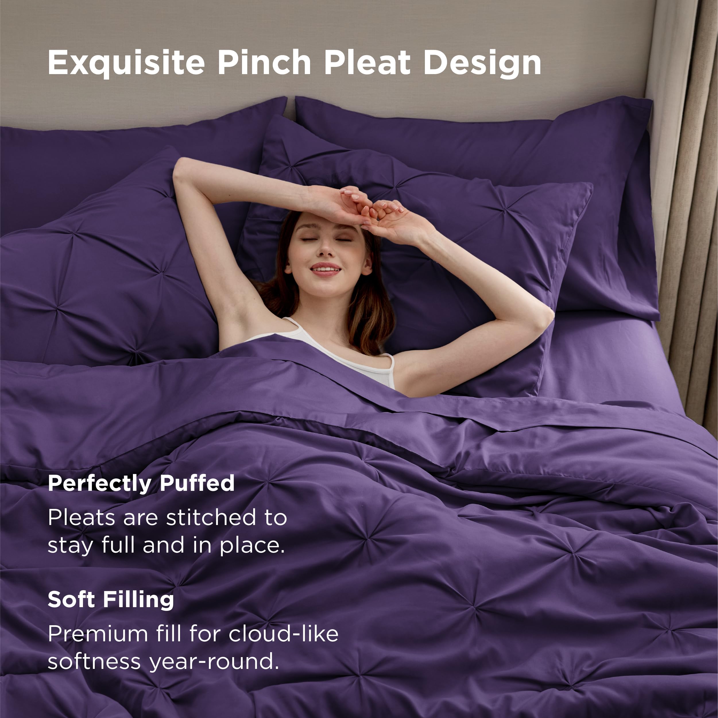 Bedsure couette pliée illustrant la légèreté et facilité de rangement