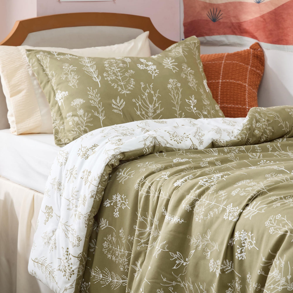Bedsure face réversible olive montrant option de style secondaire et harmonie visuelle