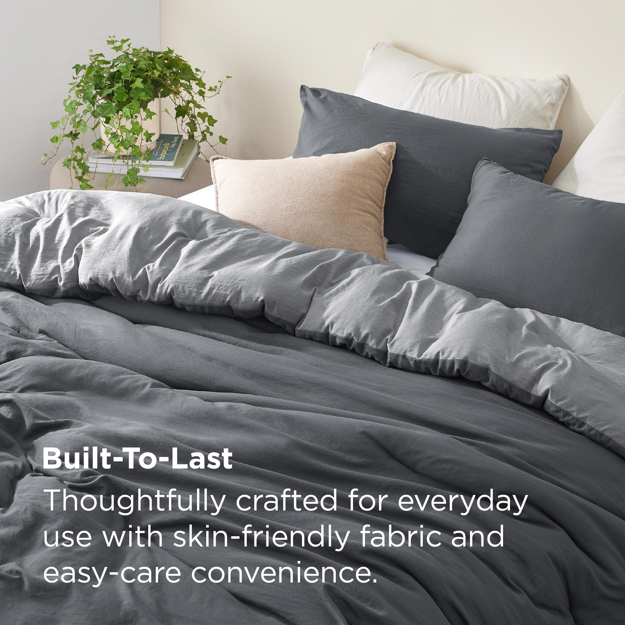 Bedsure couette réversible montrant les deux teintes et modularité décorative