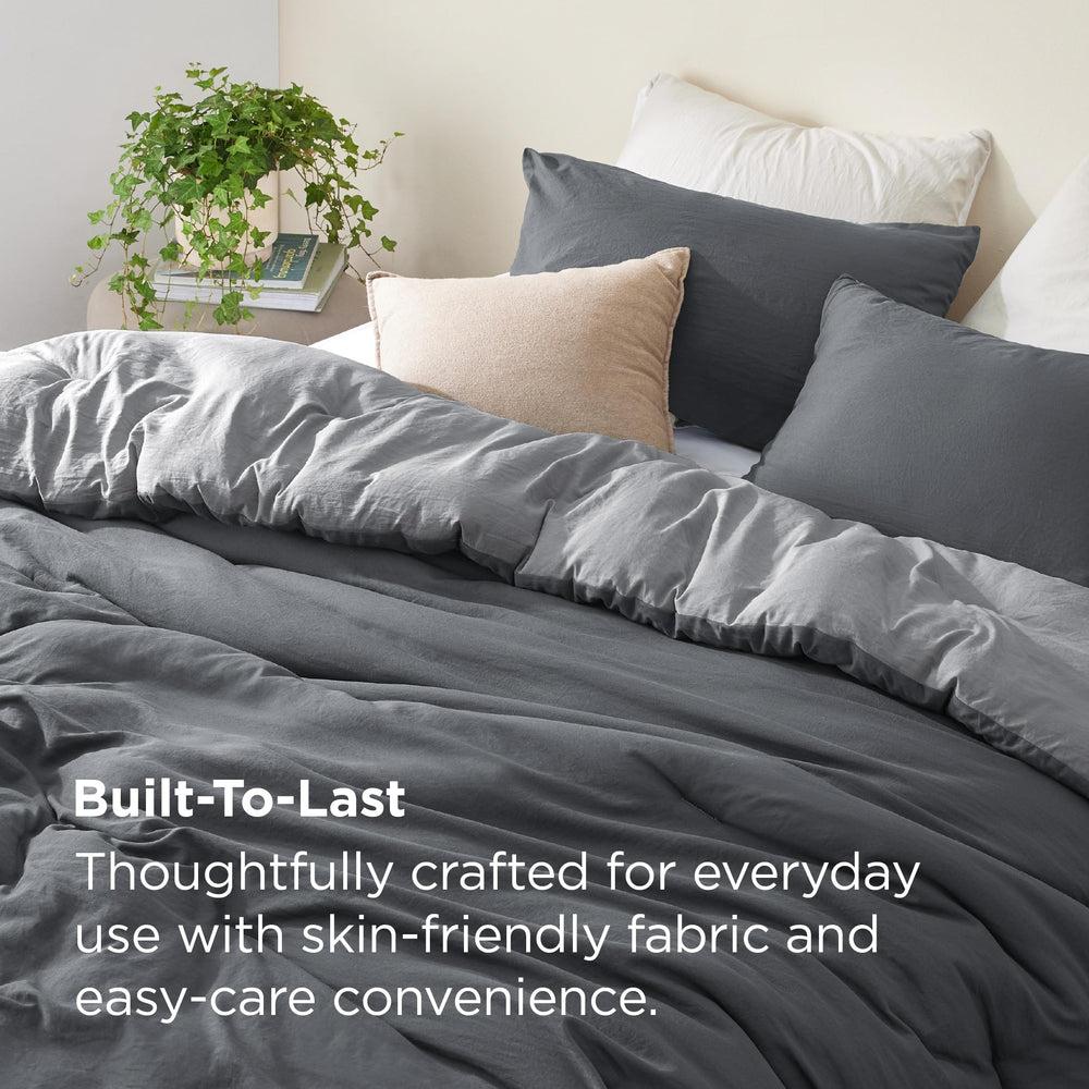 Bedsure couette réversible montrant les deux teintes et modularité décorative