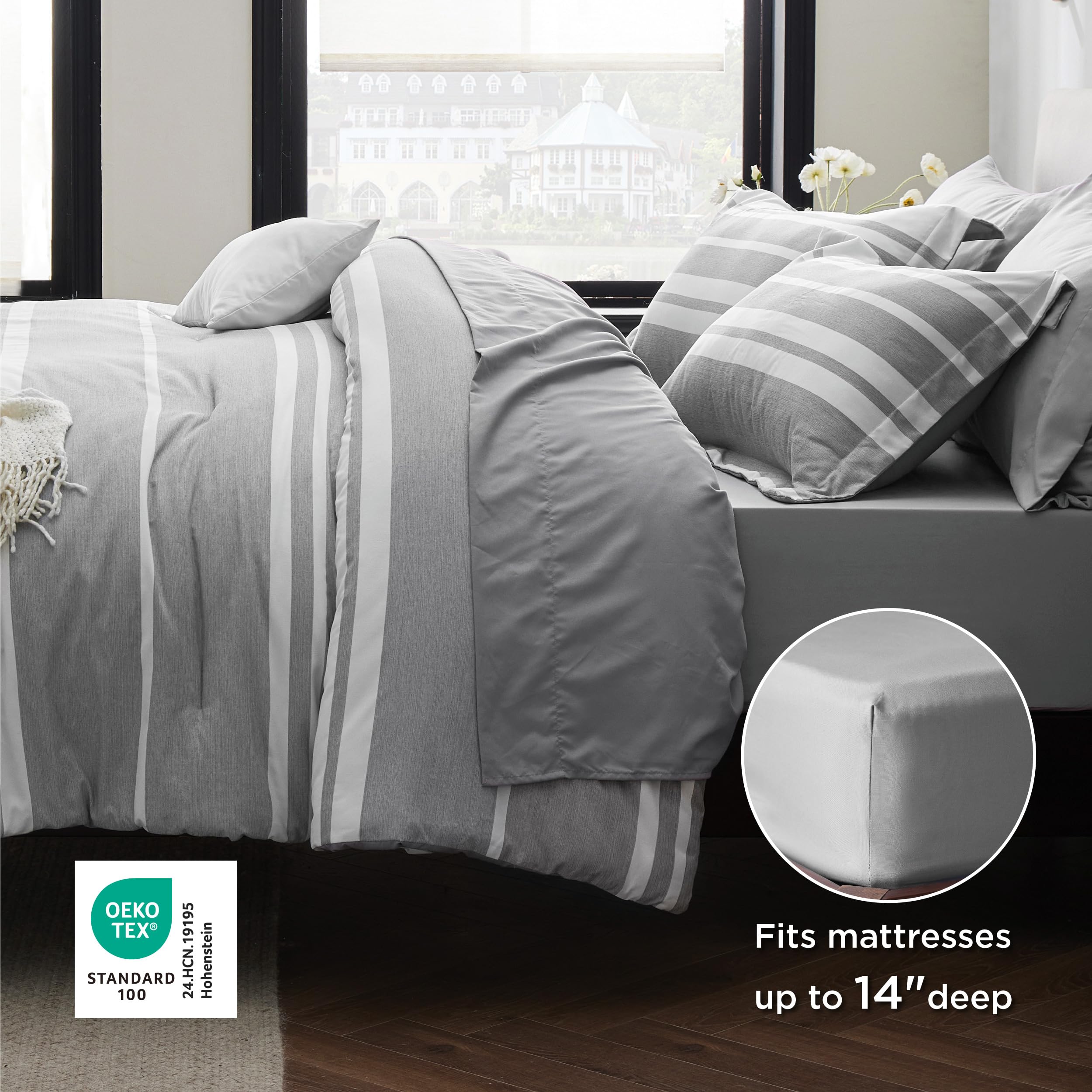 Bedsure couette réversible montrant deux faces pour varier la décoration