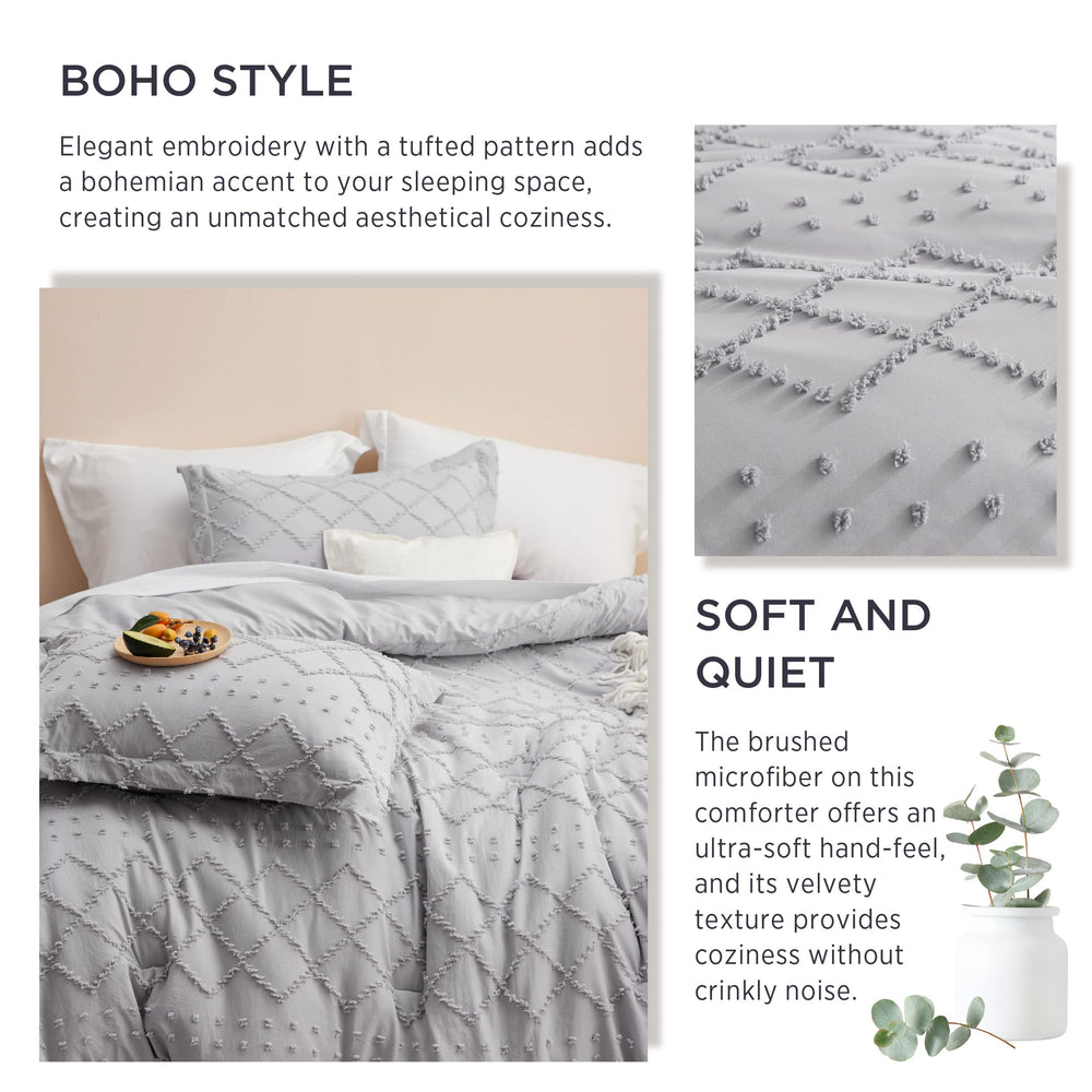 Bedsure couette posée sur lit montrant ambiance bohème chaleureuse