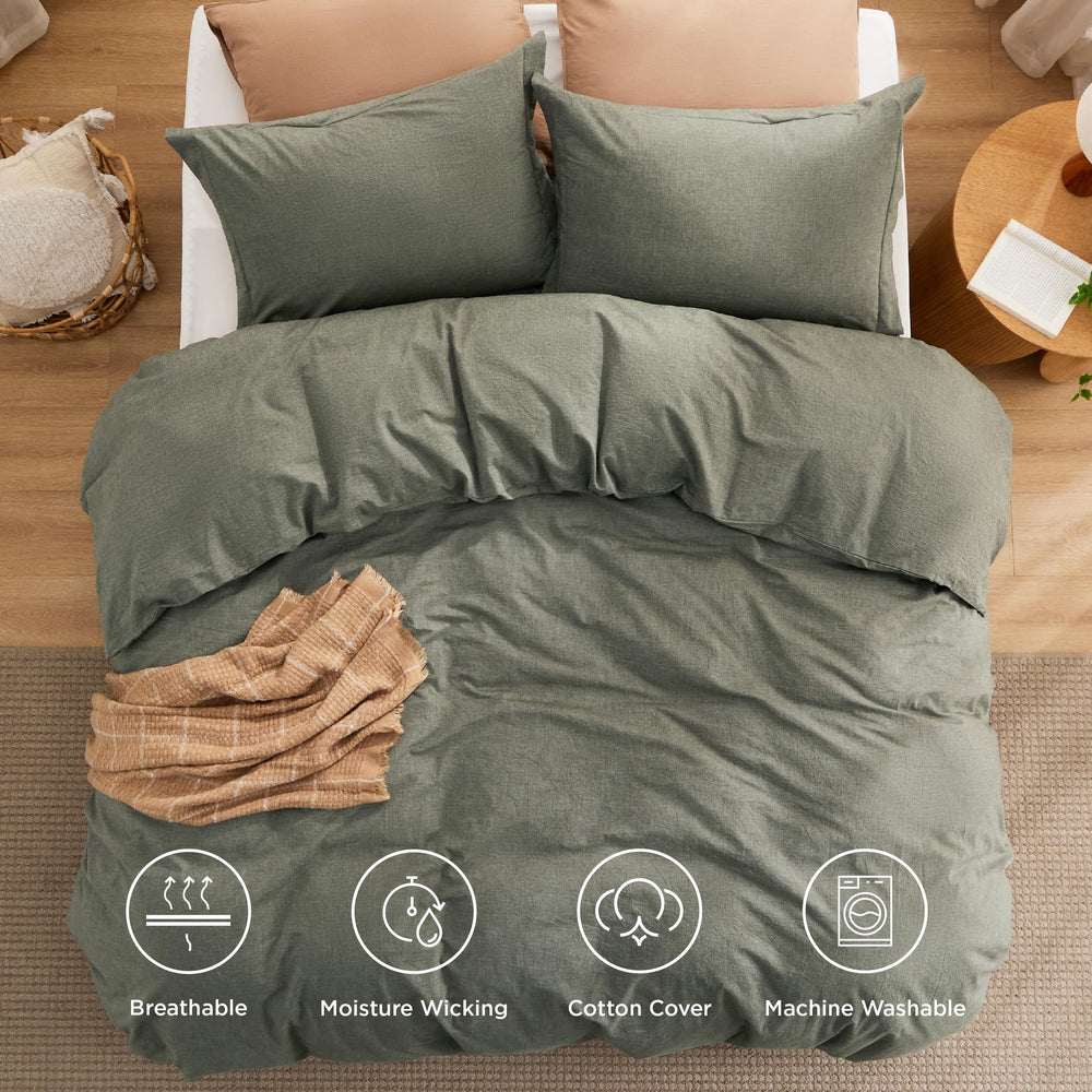 Bedsure couette posée sur lit king pour visualiser l'ajustement et le tombé