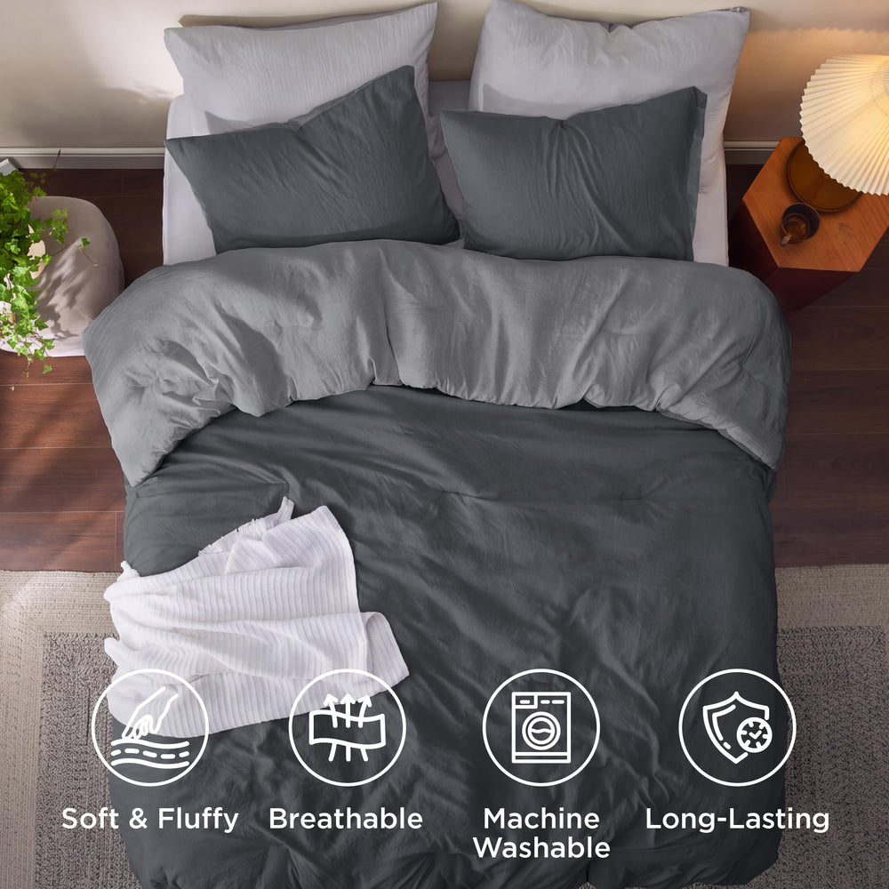Ensemble Bedsure posé sur un lit queen, ambiance chambre moderne et chaleureuse