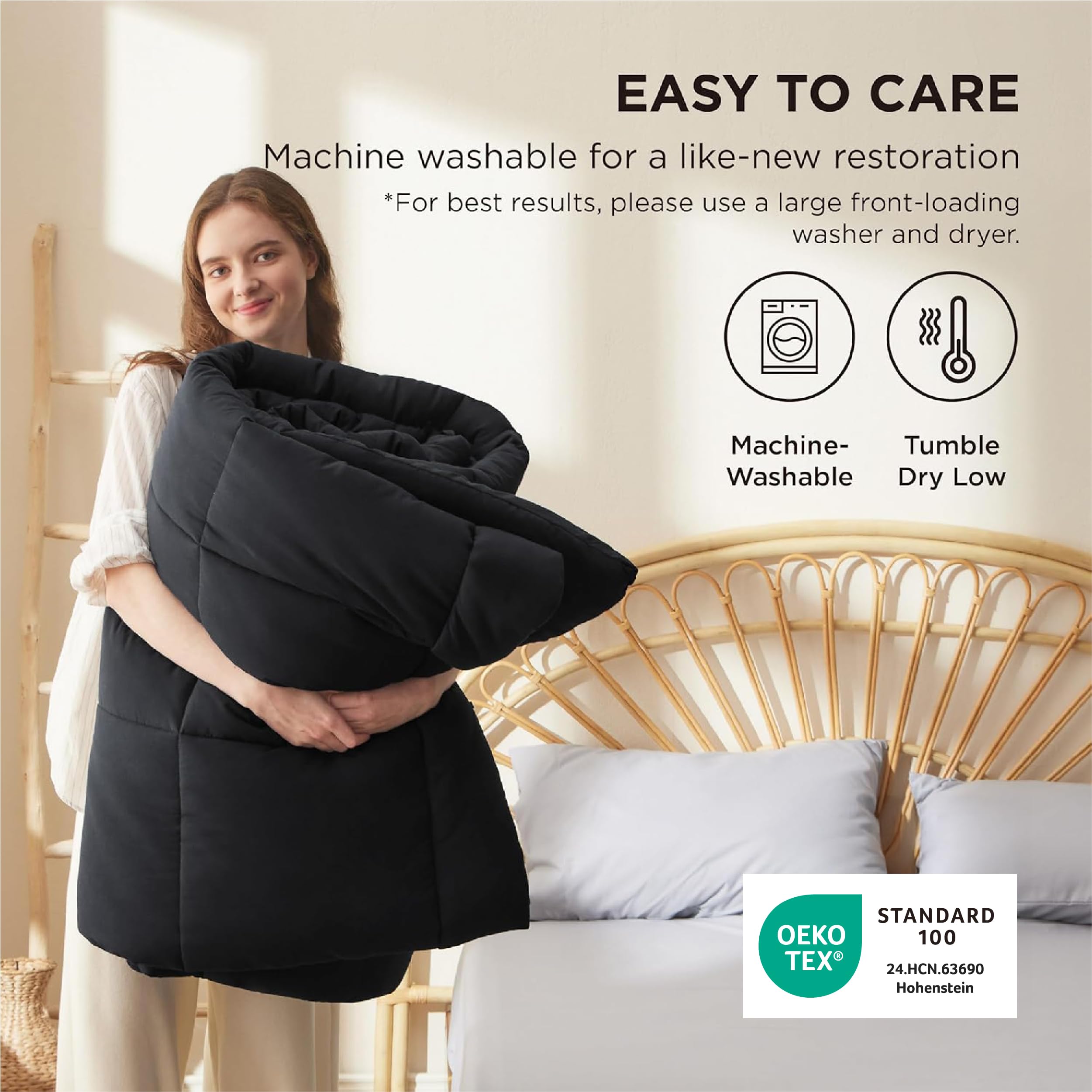 Bedsure couette posée sur lit stylisé illustrant chaleur et esthétique