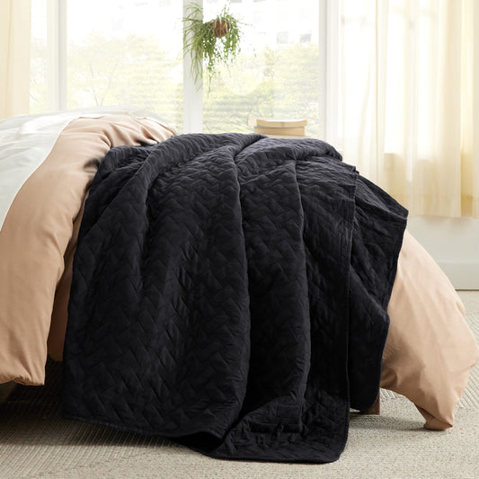 Bedsure gros plan tissu brossé montrant douceur et confort hypoallergénique