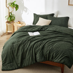 Bedsure couette vert olive vue d'ensemble montrant confort et élégance