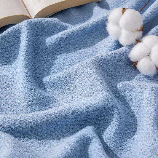 Bedsure couverture pliée Ashley Blue montrant finition soignée et confort