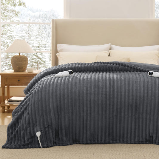 Bedsure couverture face avant gris montrant design et finition élégante