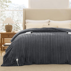 Bedsure couverture face avant gris montrant design et finition élégante