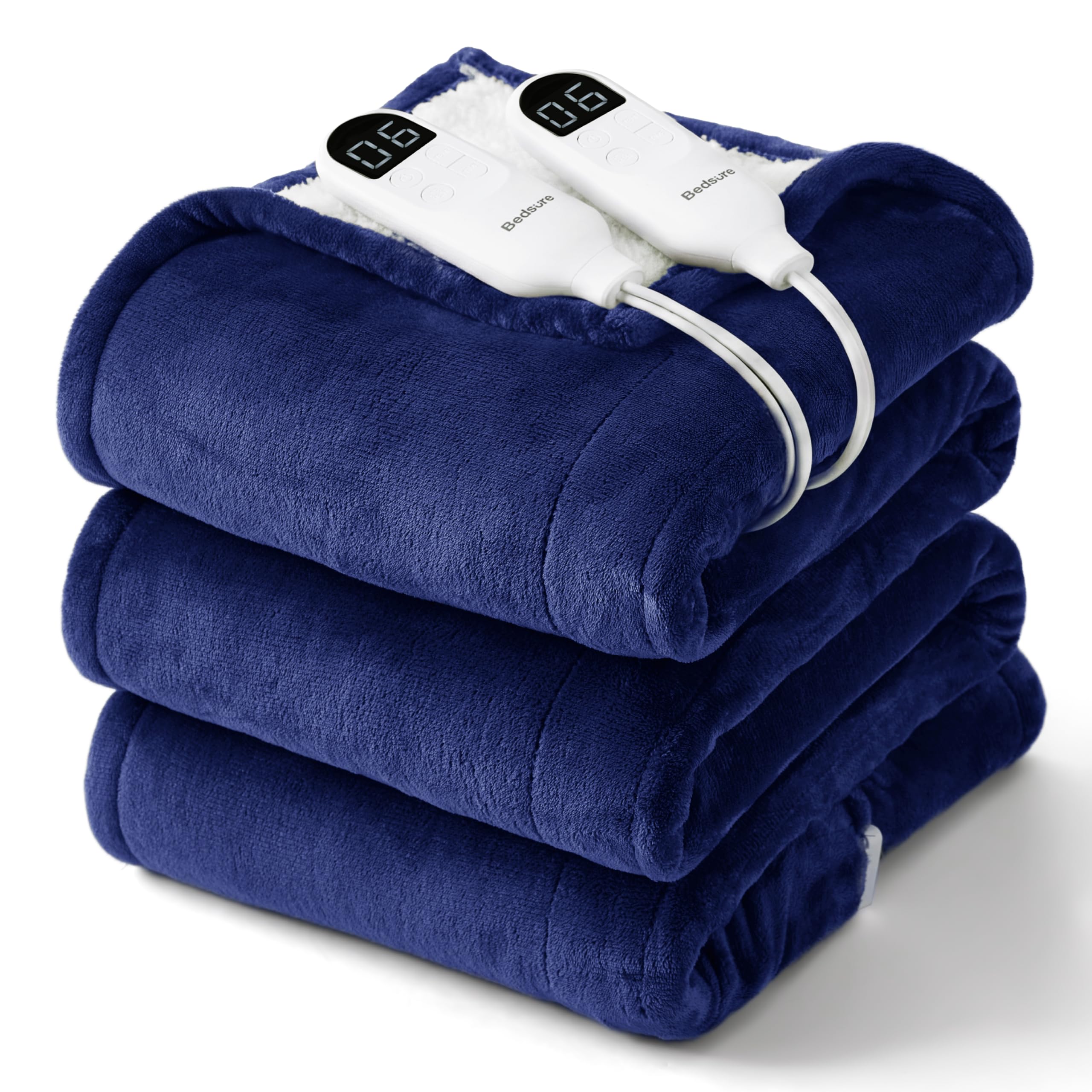 Bedsure vue avant couverture king navy montrant style et chaleur
