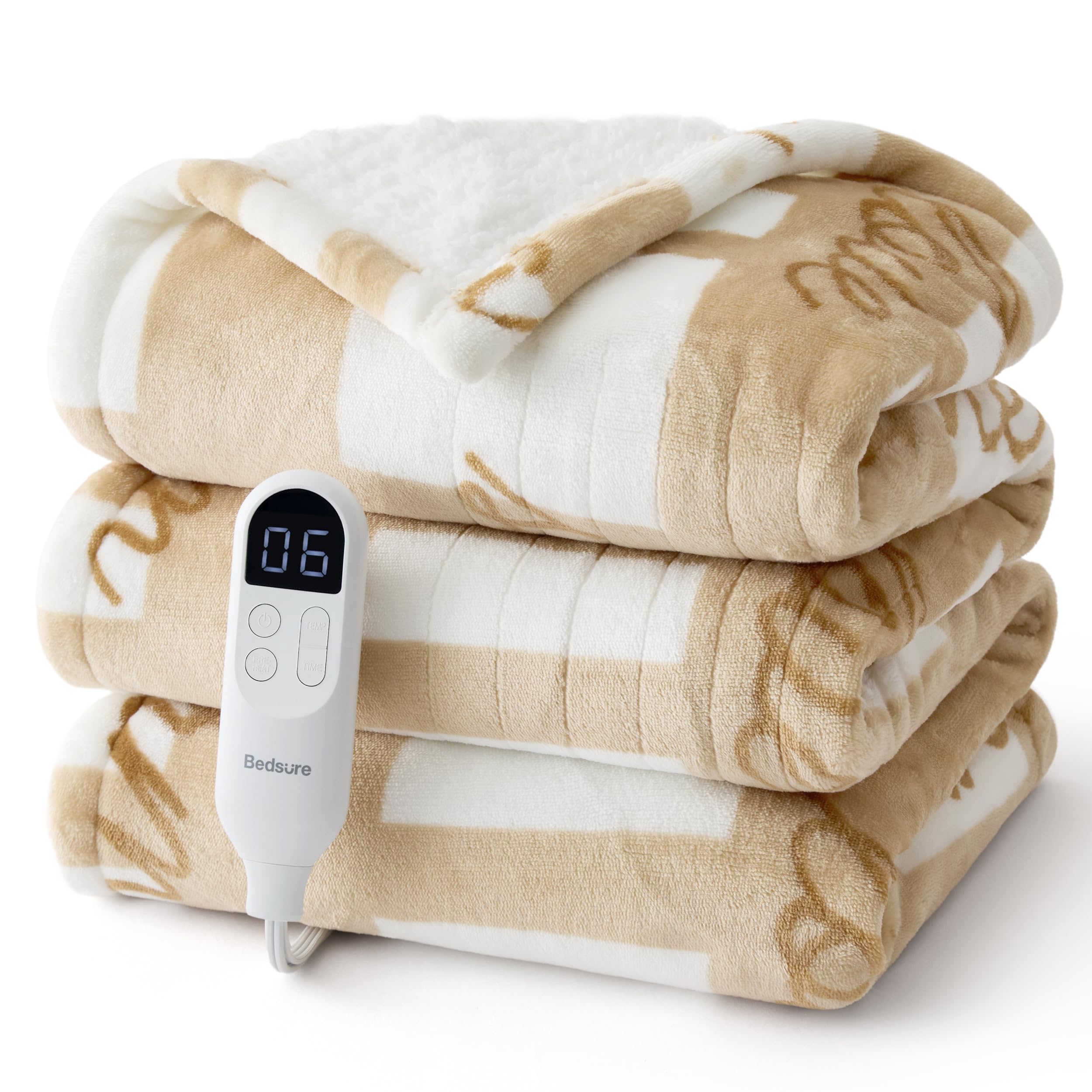Bedsure couverture chauffante face avant en flanelle motif carreaux, chaleur esthétique