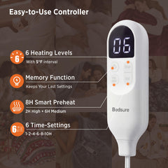 Bedsure couverture chauffante télécommande LED avec réglages, contrôle précis