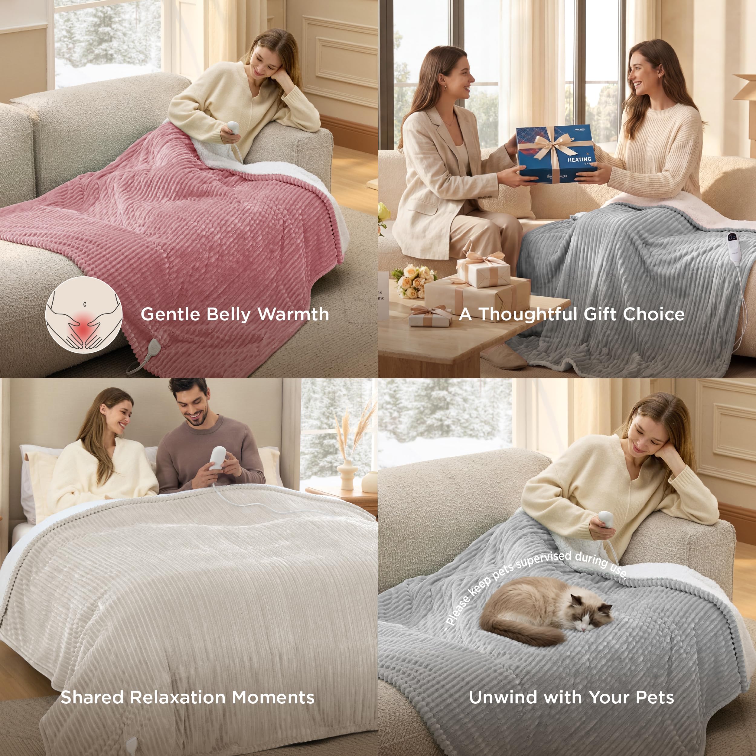 Bedsure comparaison d'échelle montrant taille Full et couverture adaptée