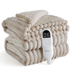 Bedsure couverture électrique twin vue avant présentation, chaleur réglable et design élégant