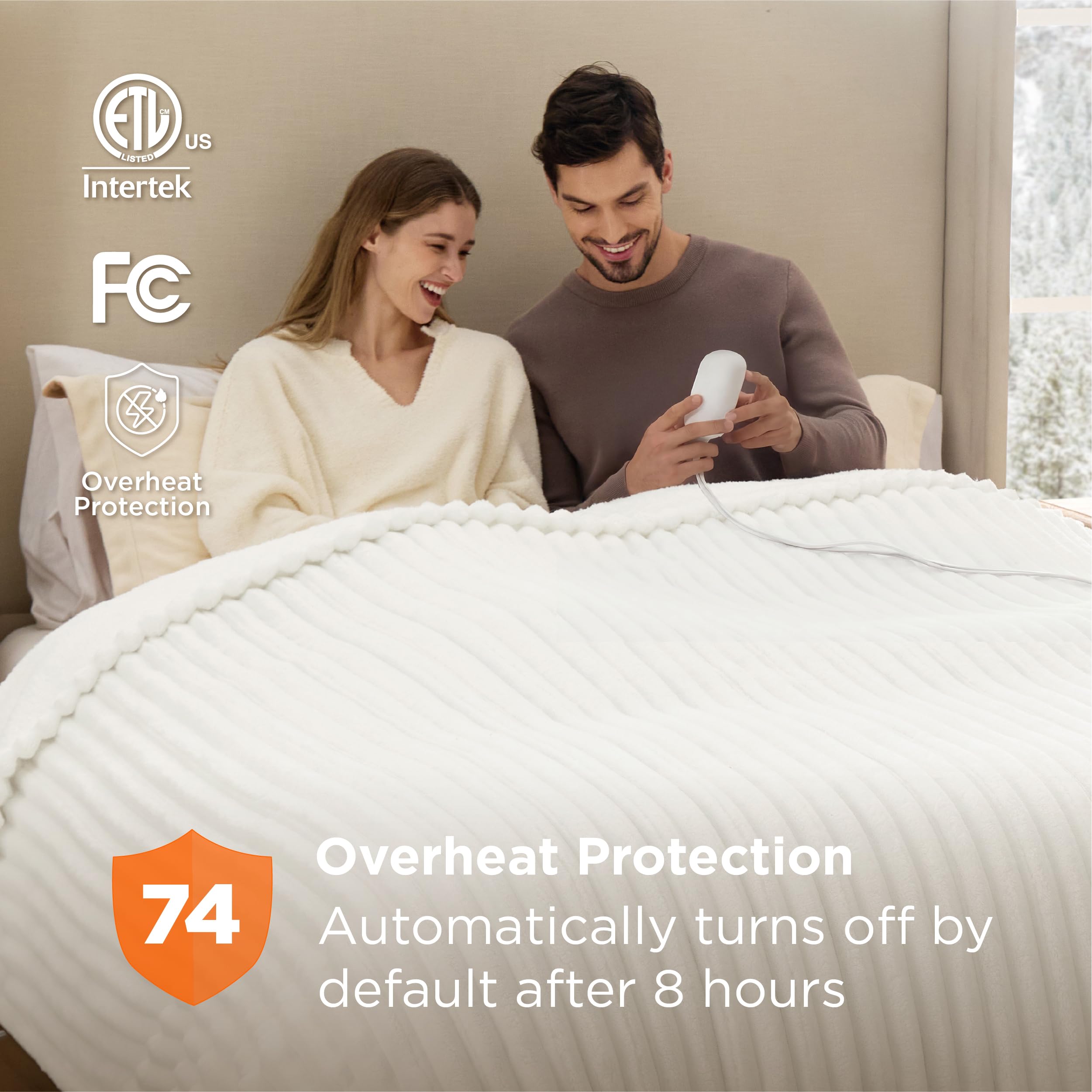 Bedsure couverture en usage sur lit queen, chaleur homogène pour deux personnes