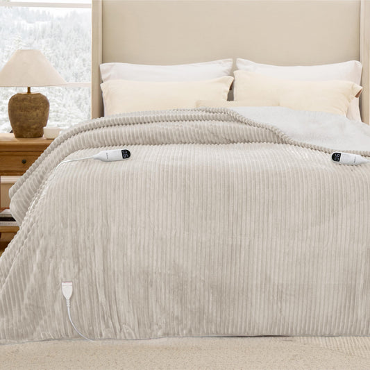 Bedsure couverture entière crème montrant la face avant et élégance décorative