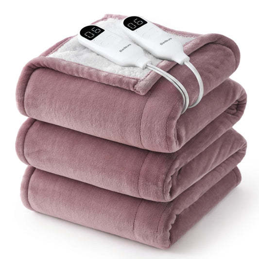 Bedsure couverture face avant rose montrant design et douceur