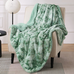 Bedsure couverture face tie-dye sauge montrant motif et couleur apaisante