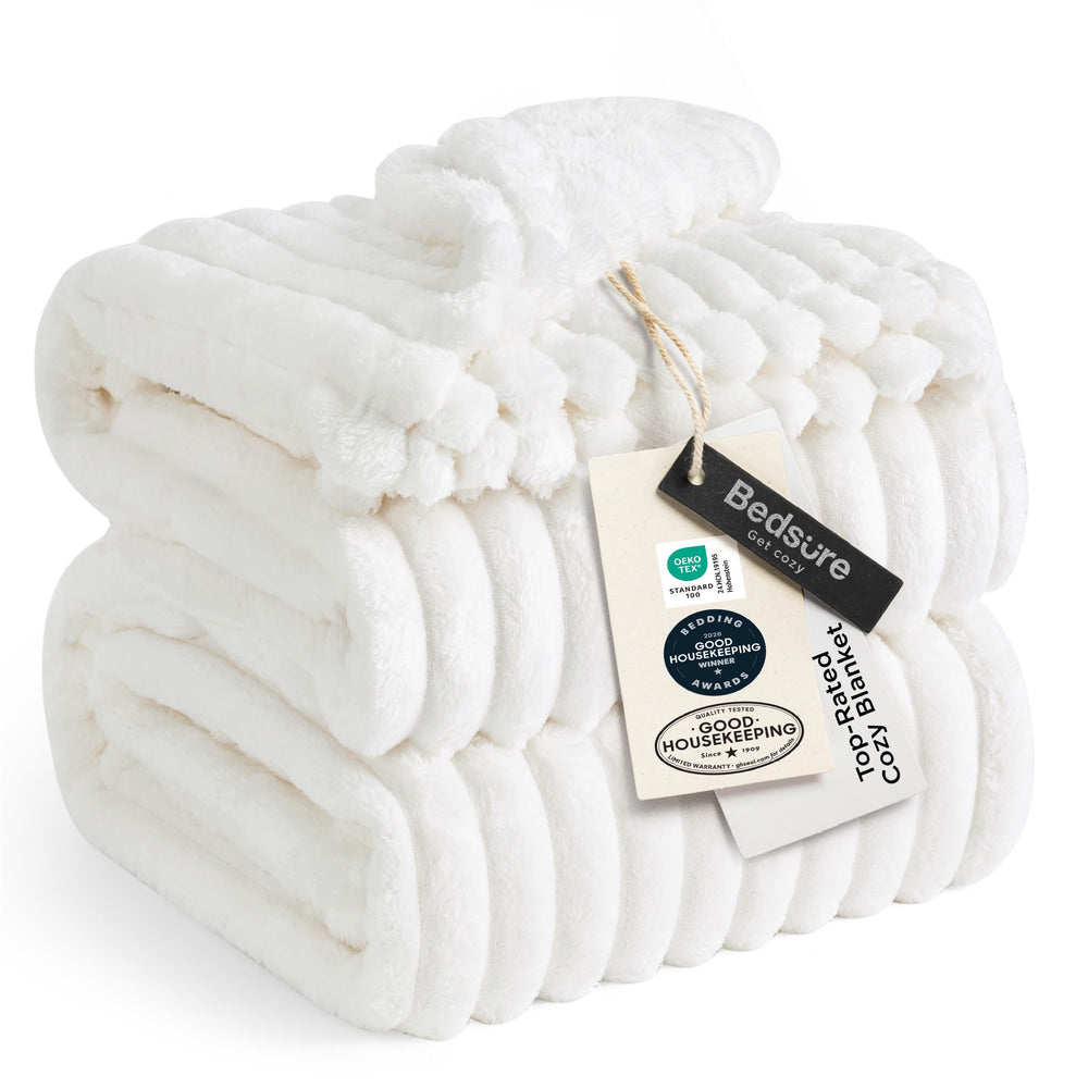 Bedsure couverture face entière off white montrant confort et grand format