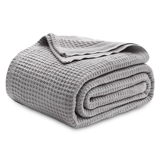Bedsure couverture face entière gris montrant drapé élégant et confort