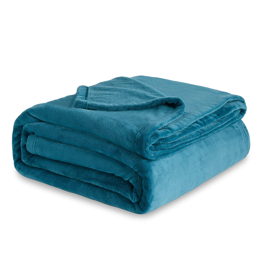 Bedsure couverture king teal montrant l'ensemble et le drapé confortable