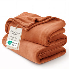 Bedsure couverture face avant orange montrant couleur vive et confort