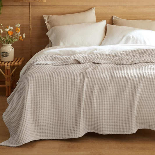 Bedsure couverture gaufre face king montrant tombé élégant et confort
