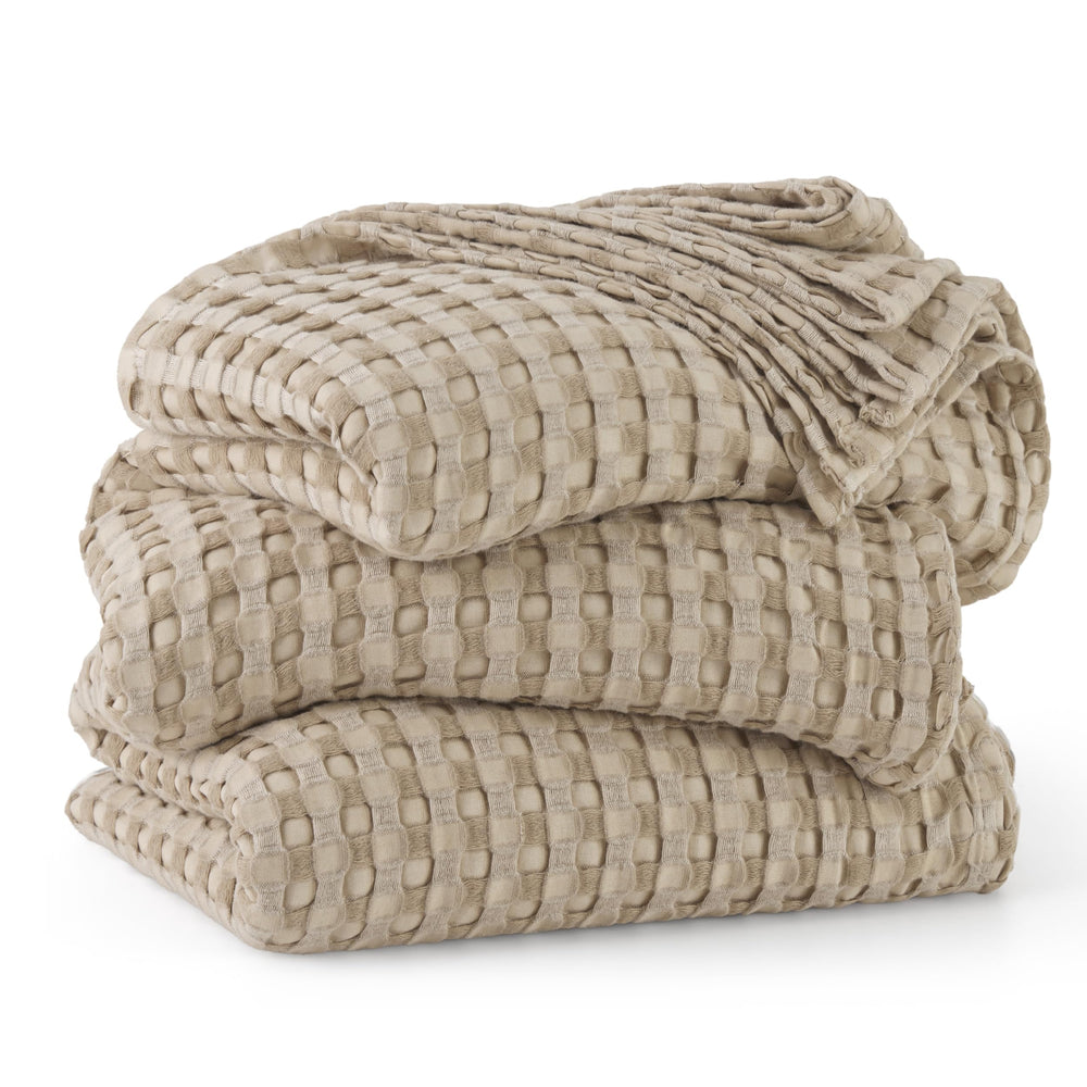 Bedsure couverture face avant montrant le motif waffle et confort visuel