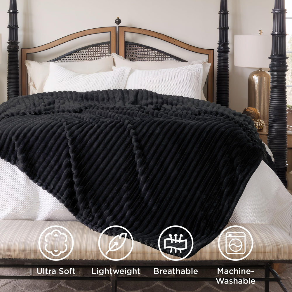 Bedsure couverture pliée prête au rangement démontrant praticité et gain d'espace