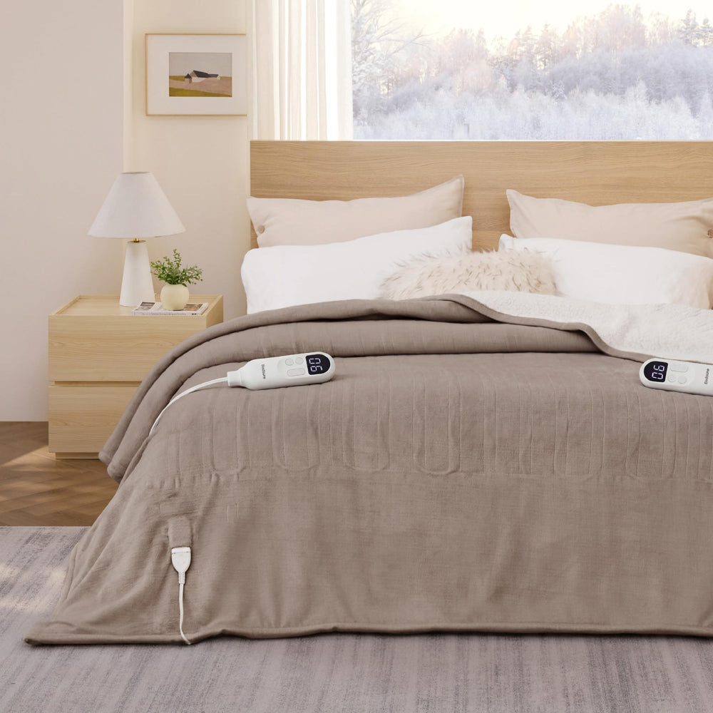 Bedsure couverture pliée prête au rangement montrant praticité et gain de place