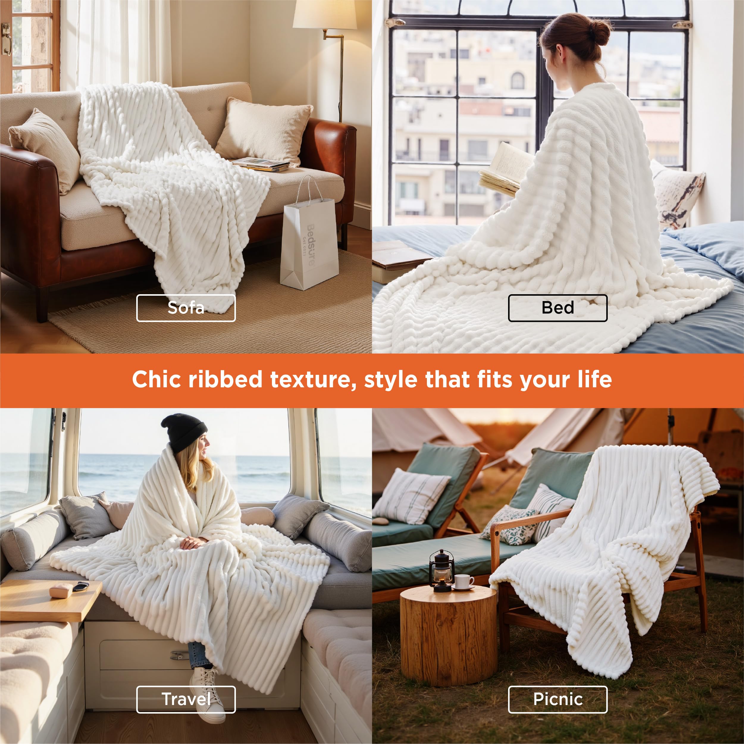 Bedsure couverture pliée prête au transport, pratique pour déménagements