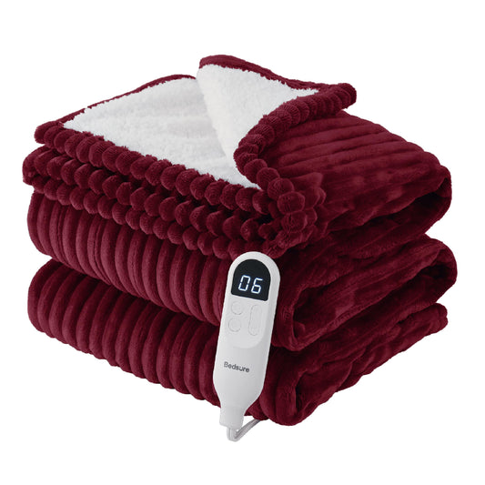 Bedsure couverture pliée rouge bourgogne montrant design et style
