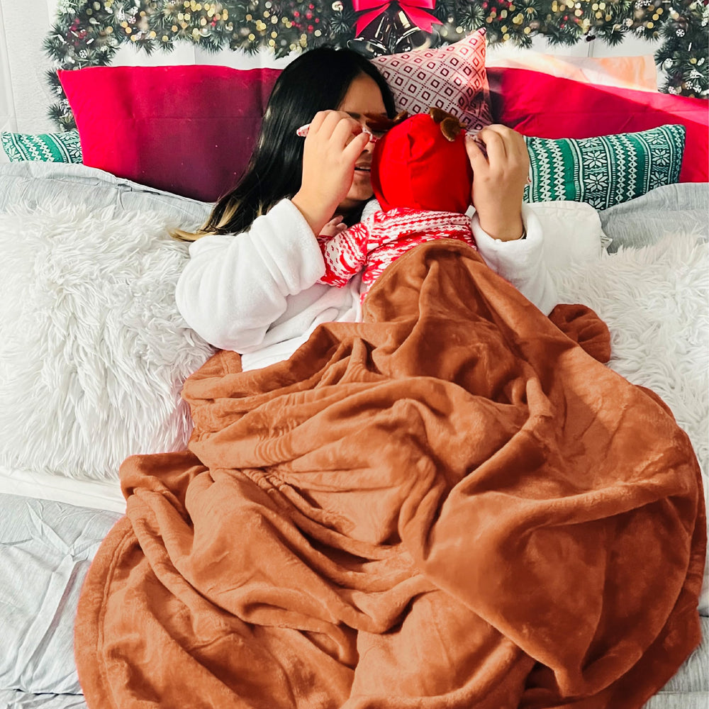 Bedsure couverture utilisée sur canapé familial montrant protection et confort