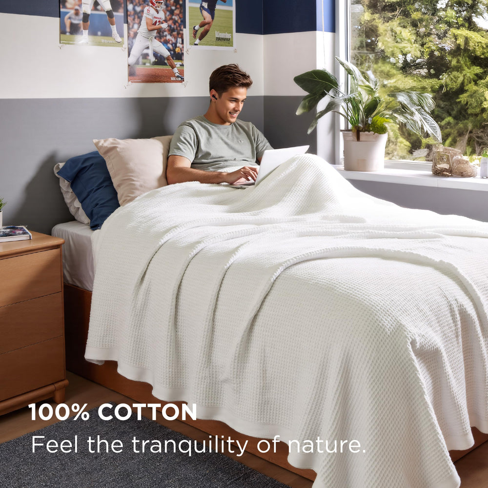 Bedsure couverture posée sur lit Twin XL, apporte chaleur légère