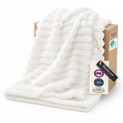 Bedsure couverture twin face avant, design Off White et confort visible