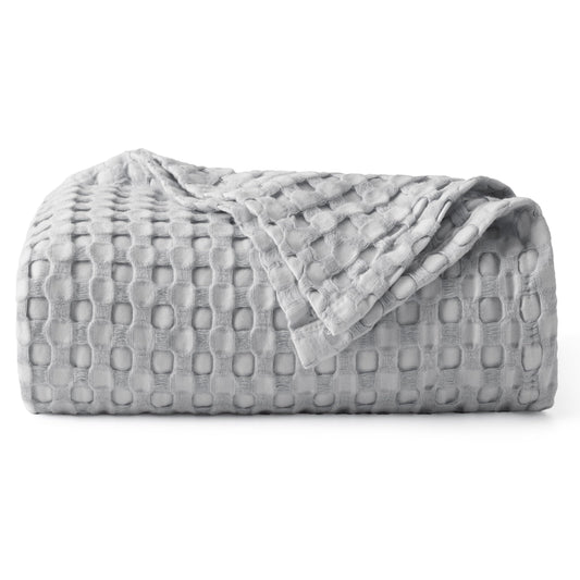 Bedsure couverture waffle face avant montrant couleur grise et style élégant