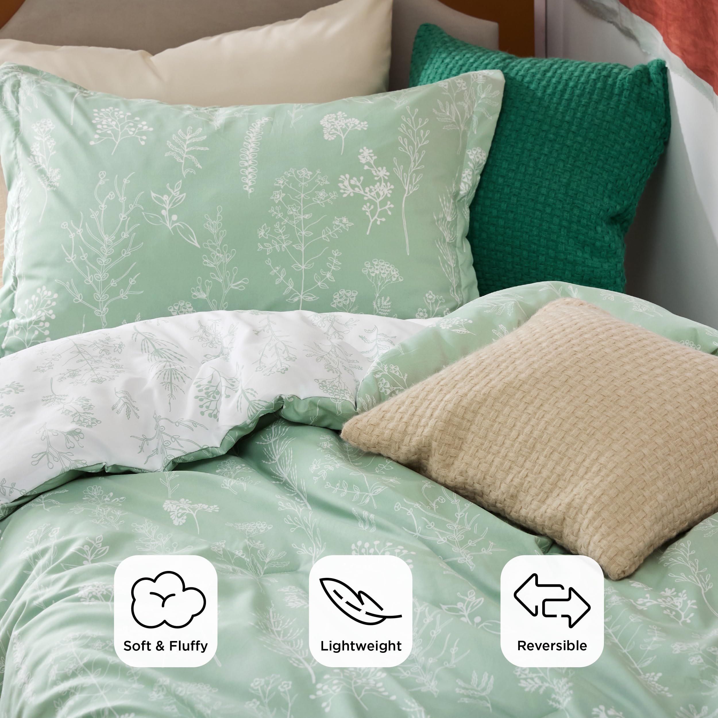 Bedsure détail de l’impression florale montrant couleurs vives et style cottagecore