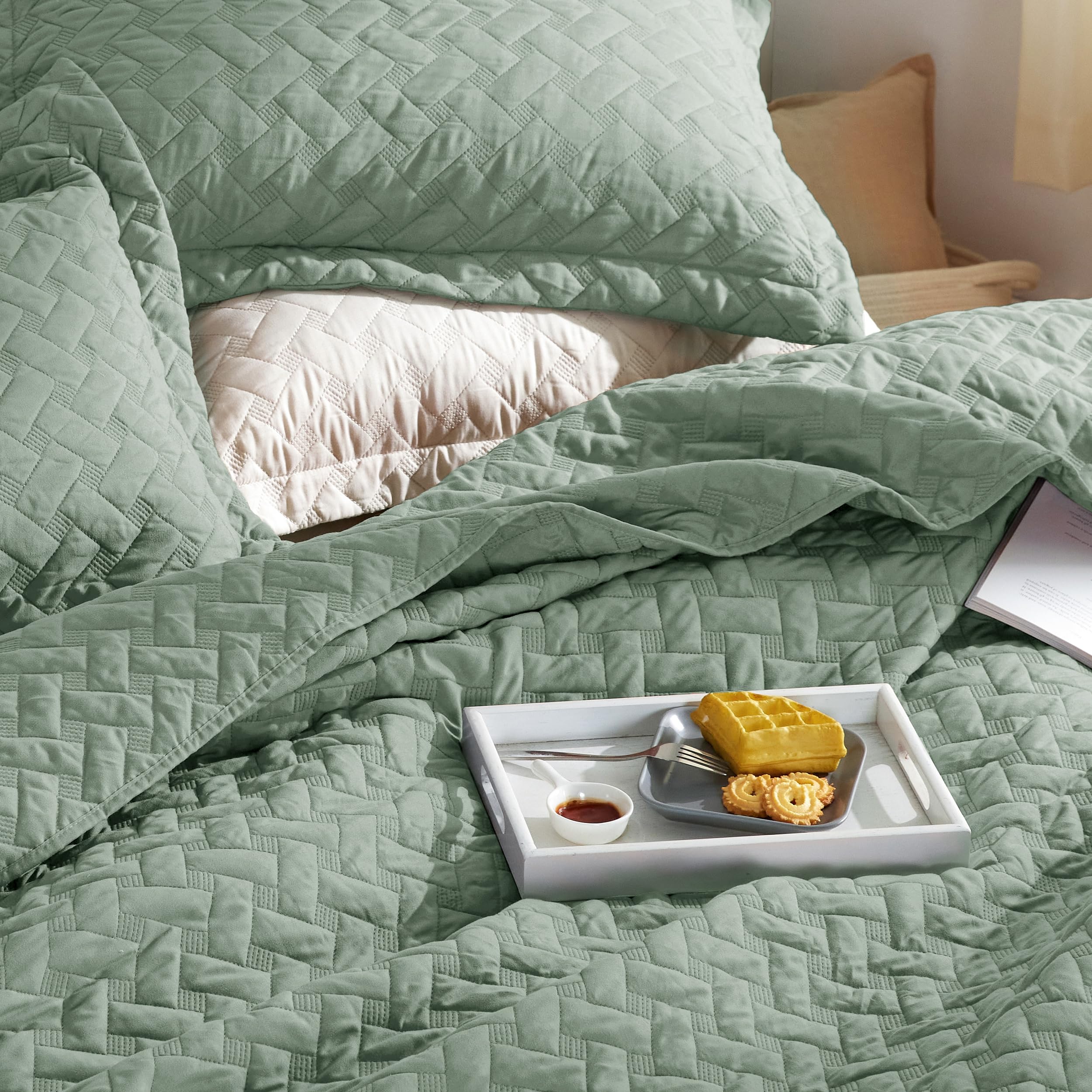 Bedsure gros plan motif tissage panier souligne style texturé durable
