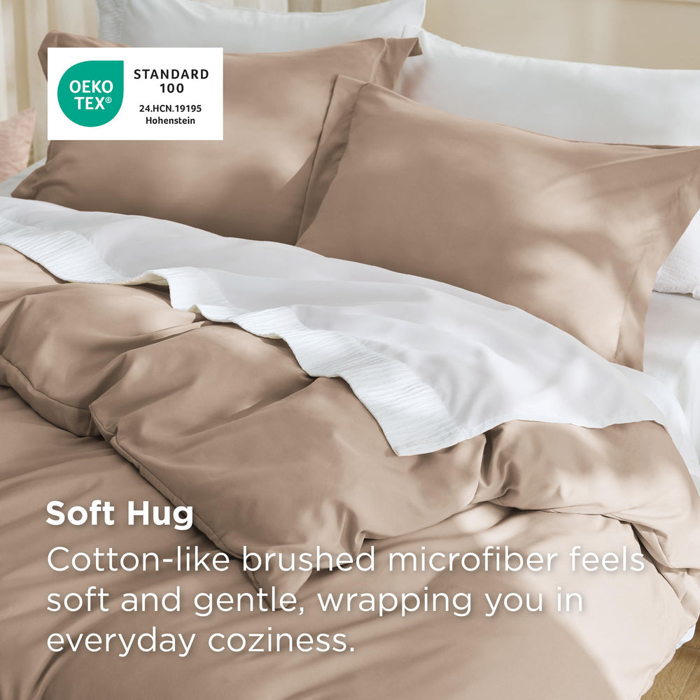 Bedsure gros plan de la texture microfibre double brossée, confort visuel