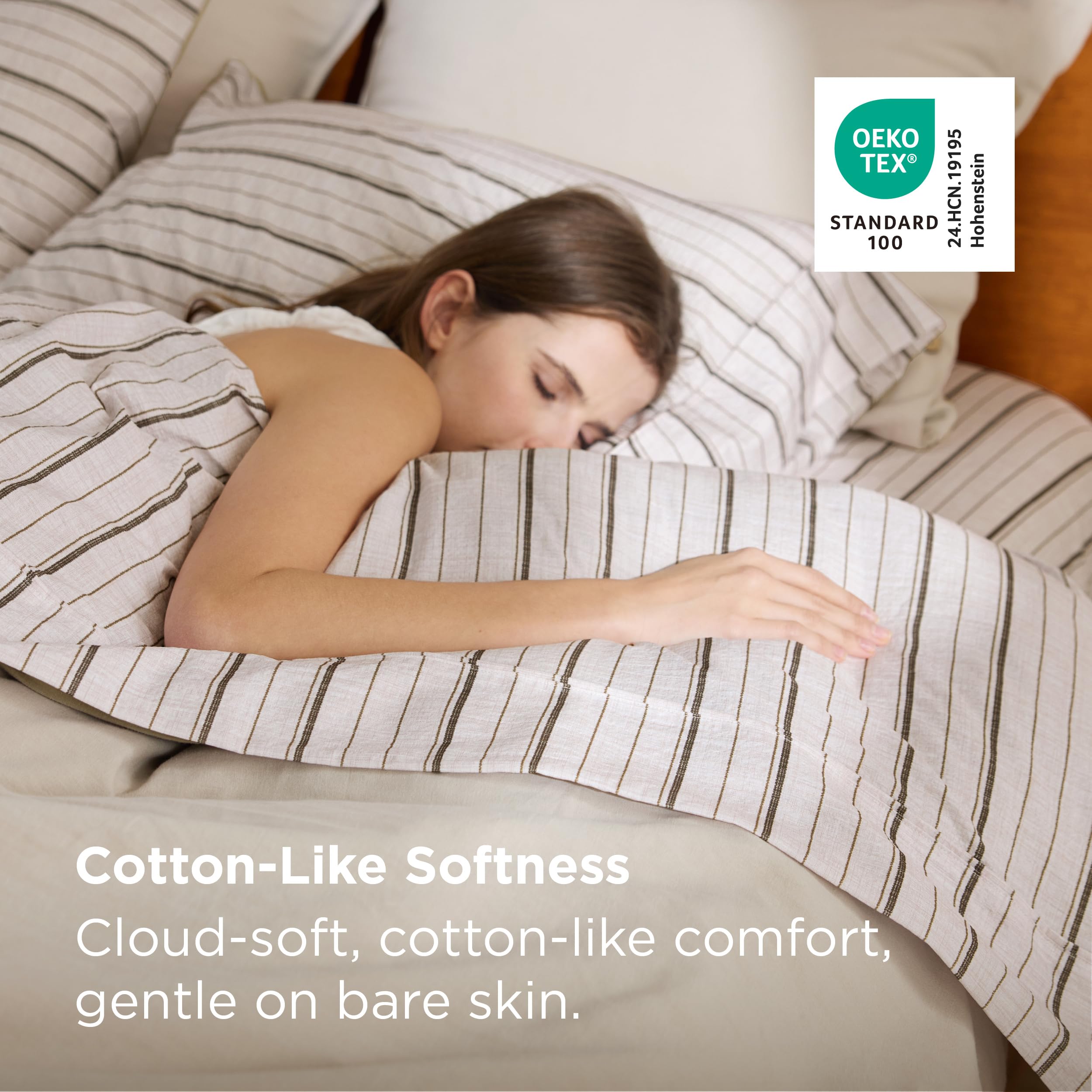 Bedsure scène lifestyle chambre illustrant l'effet froissé relax et convivial