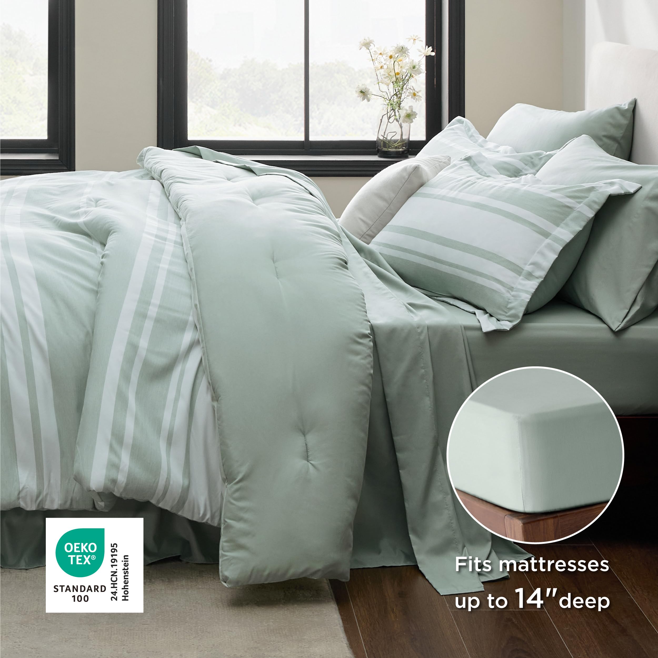 Bedsure drap-housse ajusté sur matelas queen démontrant maintien et élasticité