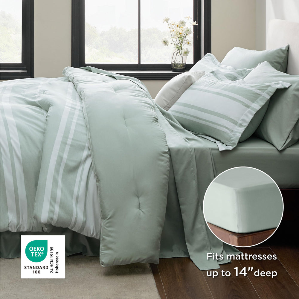 Bedsure drap-housse ajusté sur matelas queen démontrant maintien et élasticité