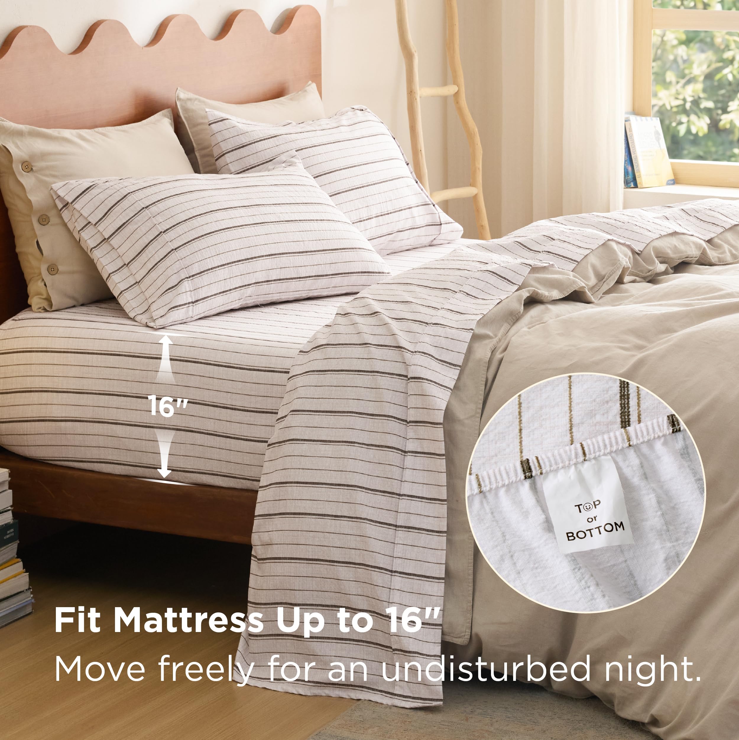Bedsure coin du drap-housse avec élastique 360° et sangle, maintien garanti