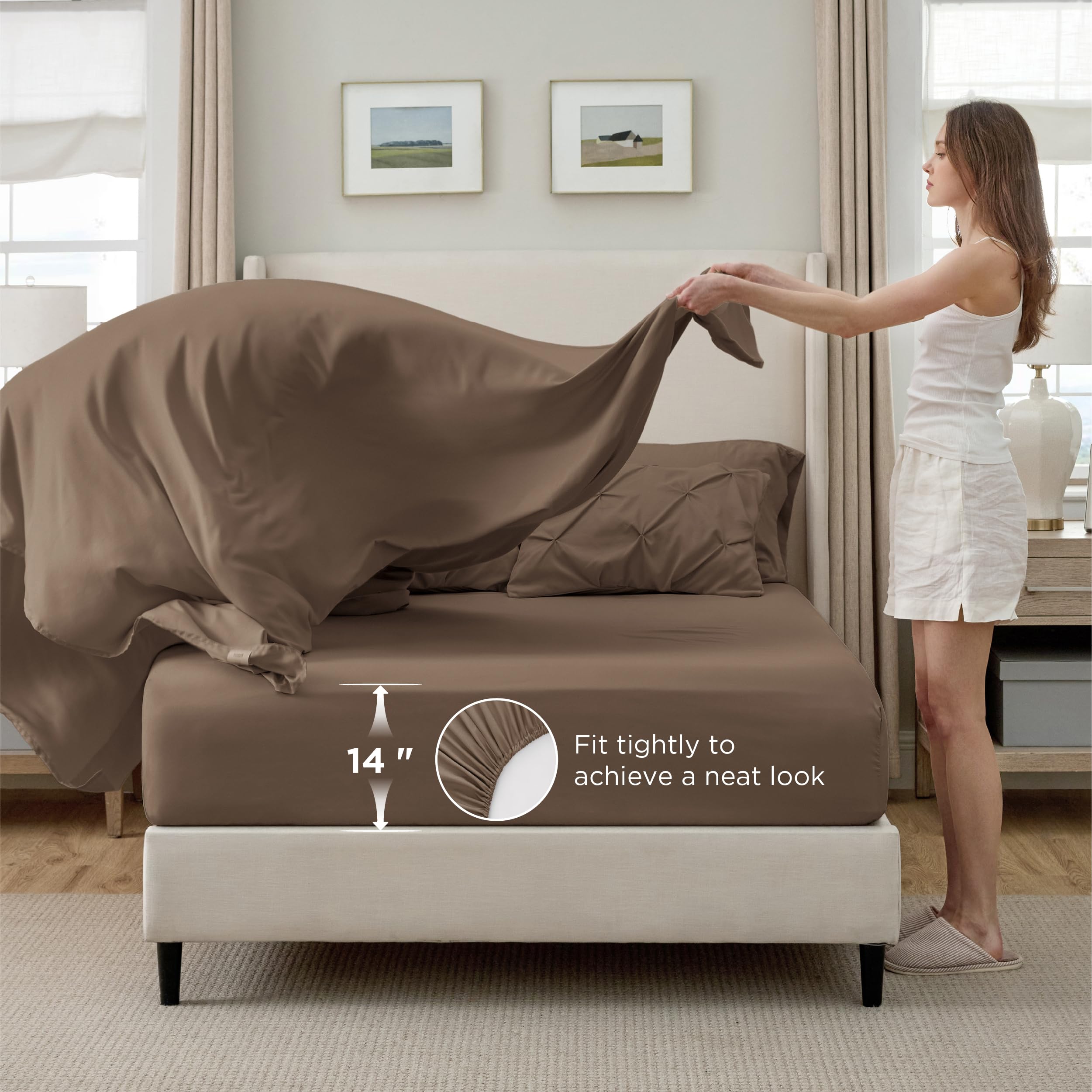 Bedsure drap housse angle élastique, garantit maintien sans plis