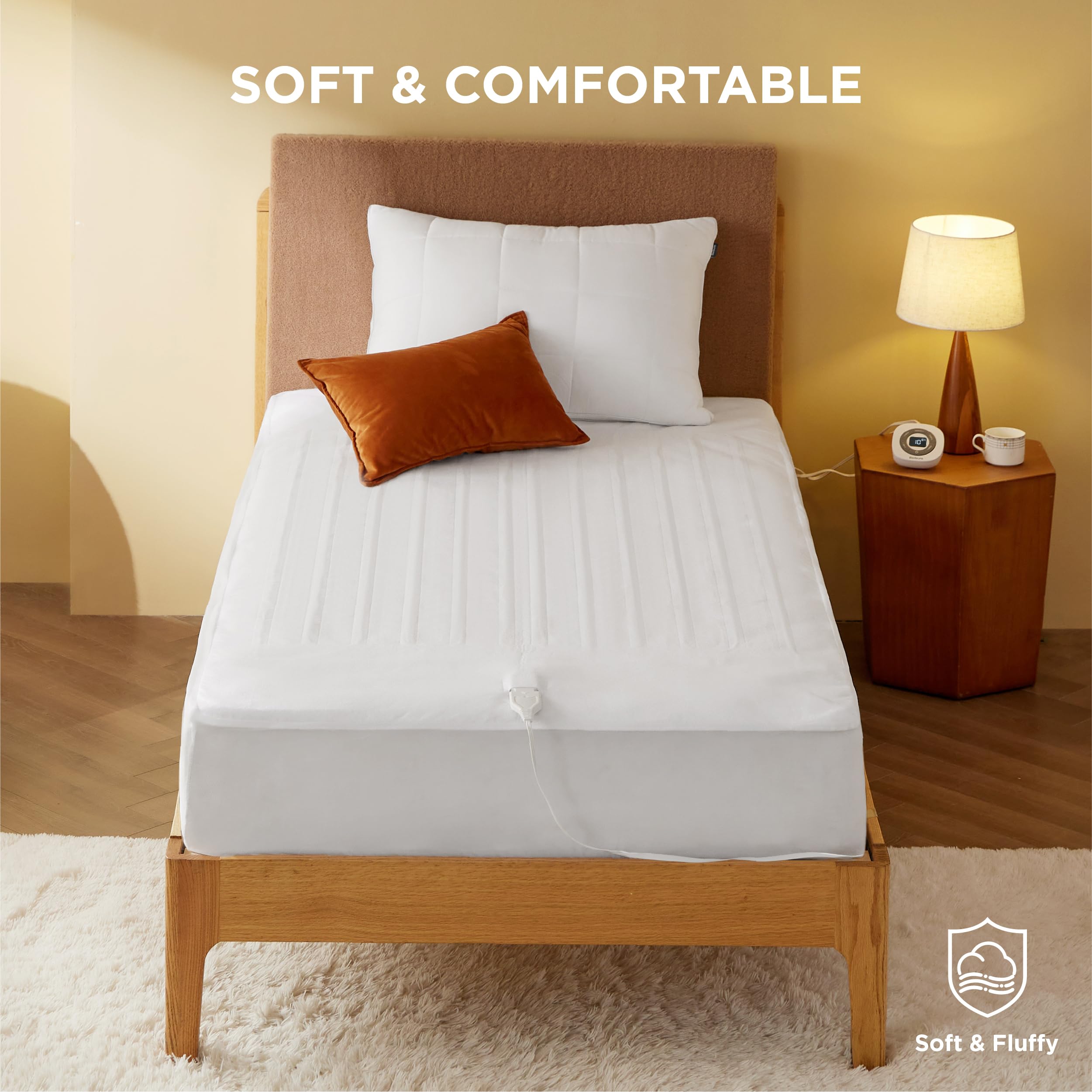 Bedsure comparaison d'échelle montrant dimensions 54x75 et ajustement facile