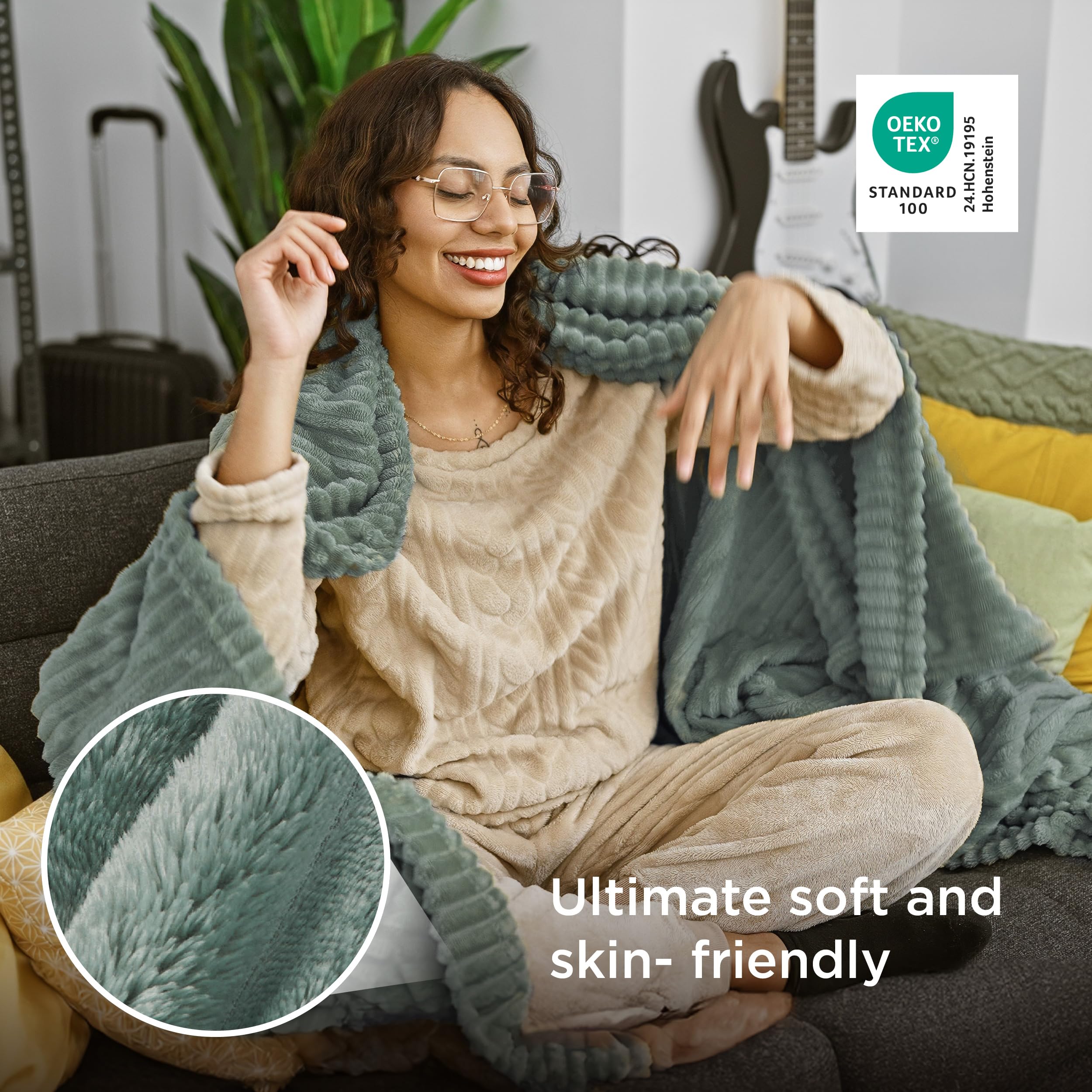 Bedsure plaid posé sur canapé apportant confort et style