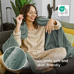 Bedsure plaid posé sur canapé apportant confort et style